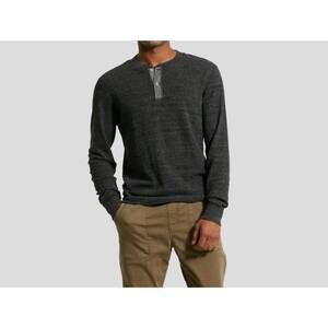 NEW GRAYERS windsor double cloth henley top in charcoal heather